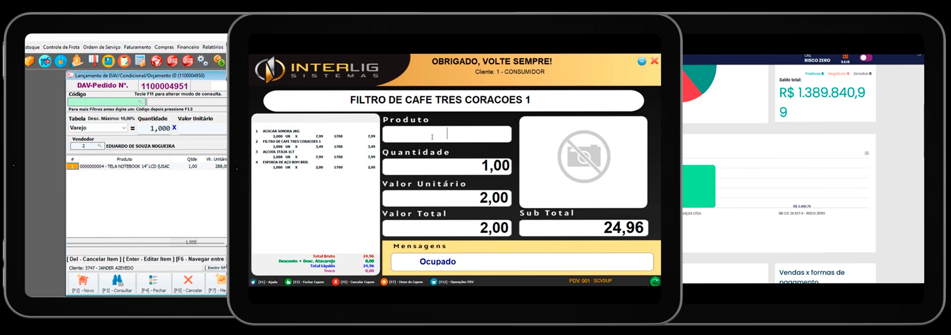 Telas e módulos do sistema Interlig
